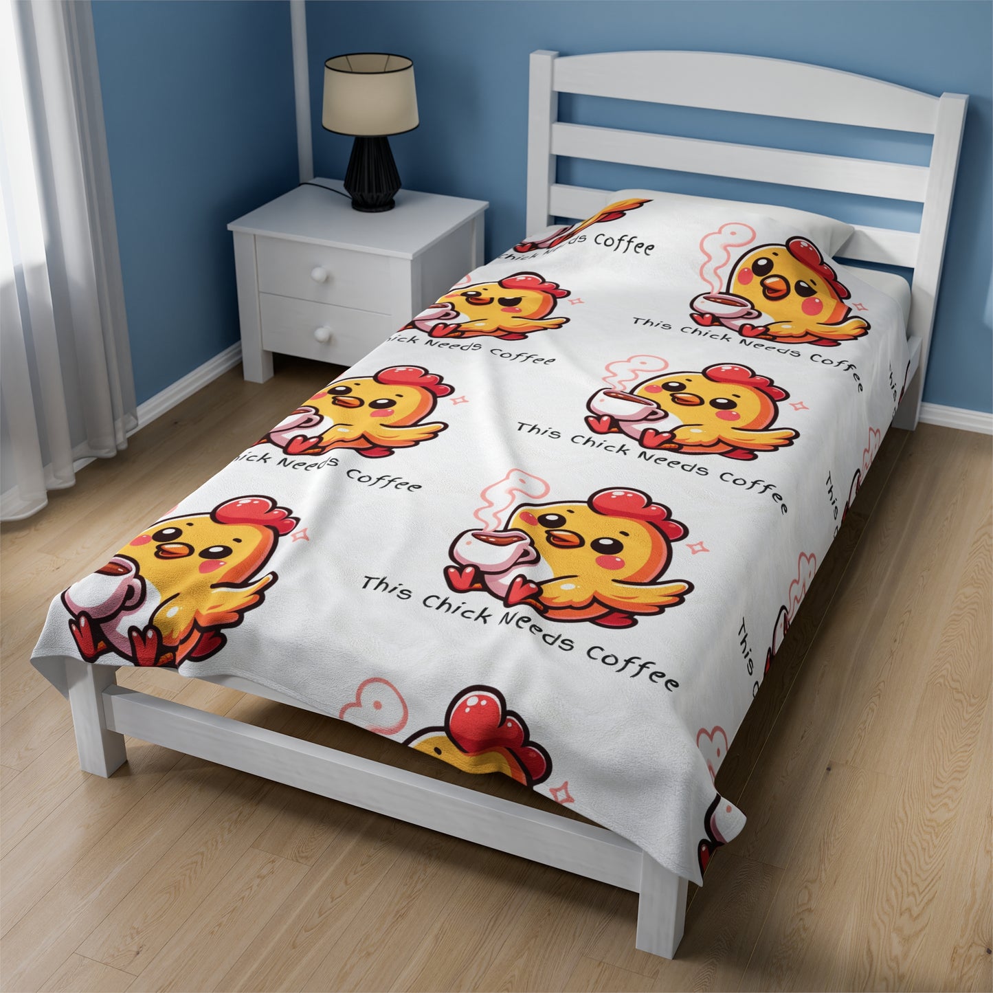 This Chick Needs Coffee Velveteen Plush Blanket