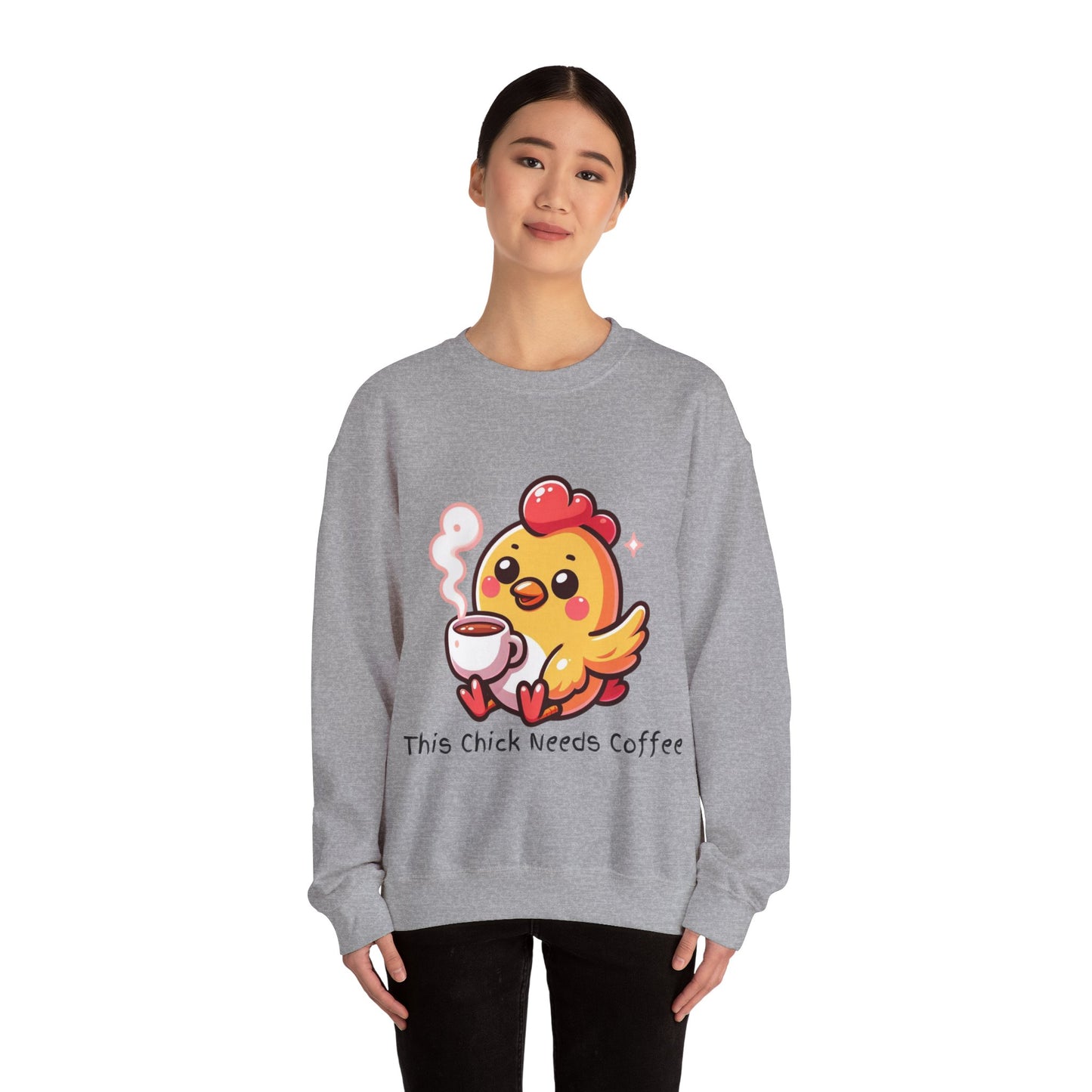 This Chick Needs Coffee Unisex Heavy Blend™ Crewneck Sweatshirt