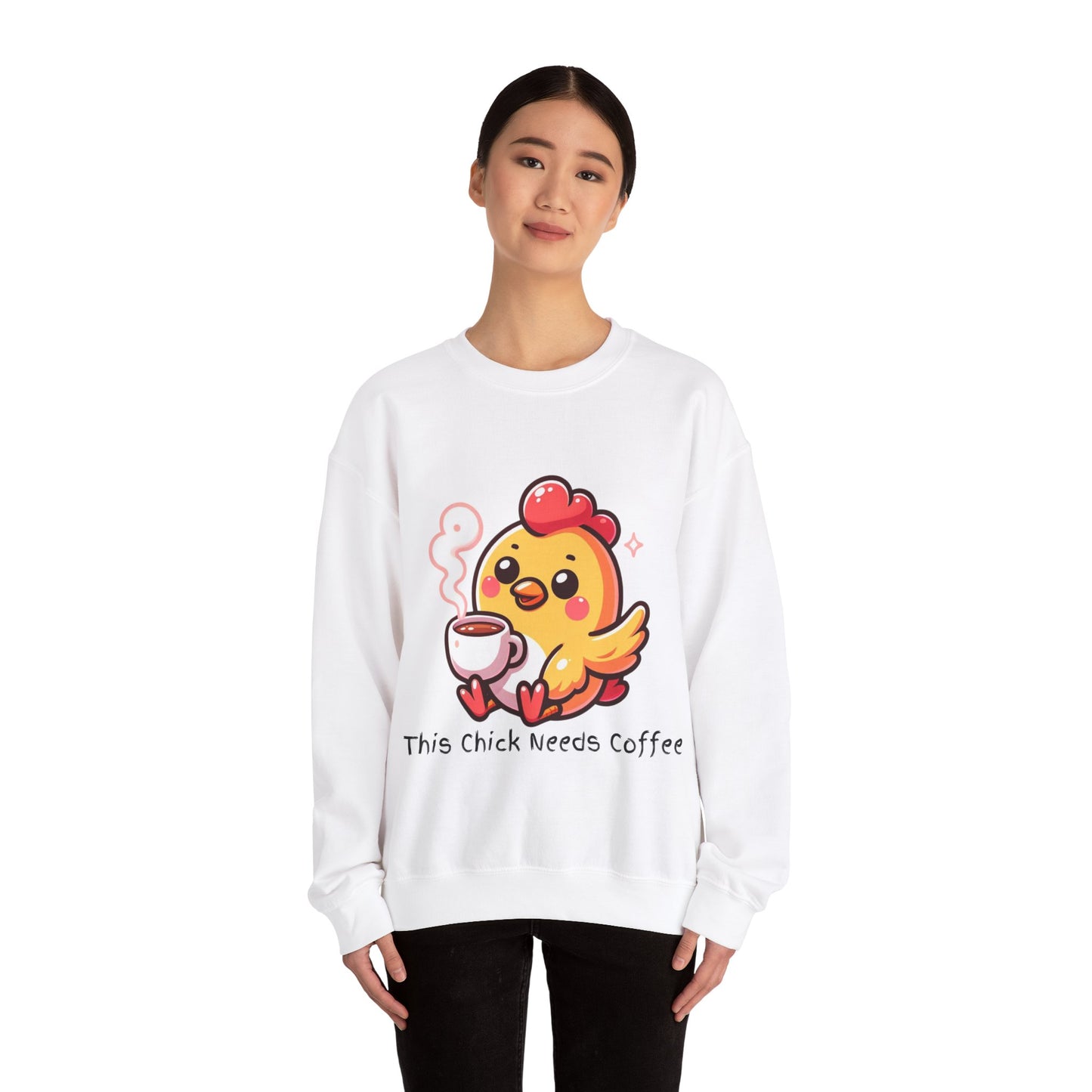 This Chick Needs Coffee Unisex Heavy Blend™ Crewneck Sweatshirt