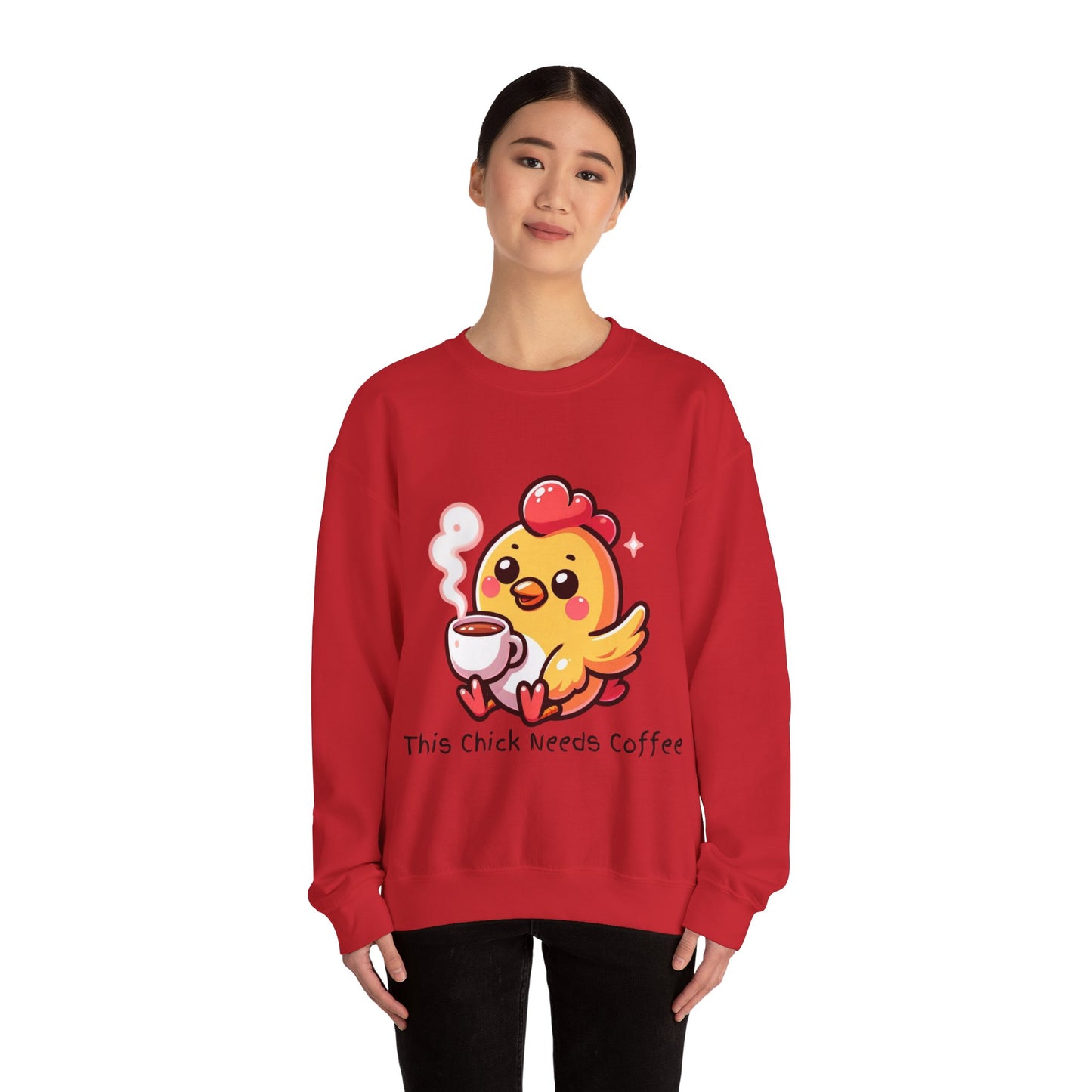 This Chick Needs Coffee Unisex Heavy Blend™ Crewneck Sweatshirt