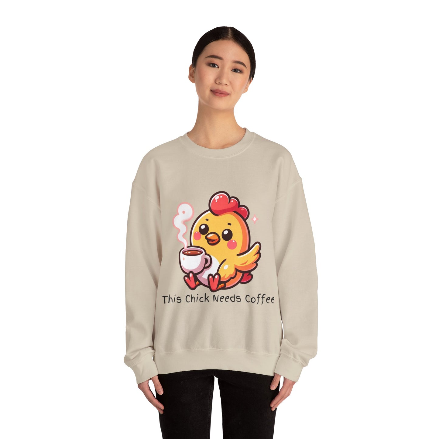 This Chick Needs Coffee Unisex Heavy Blend™ Crewneck Sweatshirt