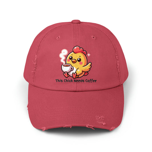 This Chick Needs Coffee Distressed Cap
