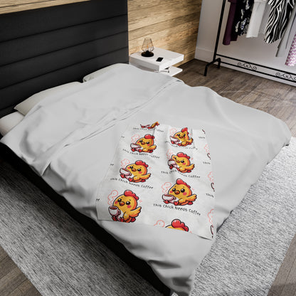 This Chick Needs Coffee Velveteen Plush Blanket