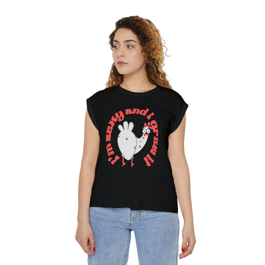 I'm sexy and I grow it Women’s Flowy Rolled Cuffs Muscle Tee