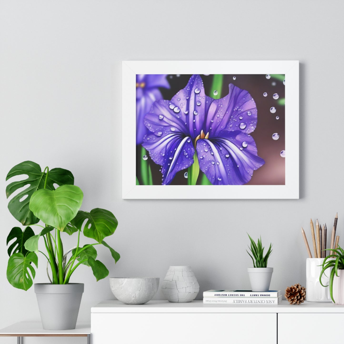 Purple Rain Iris Framed Horizontal Poster