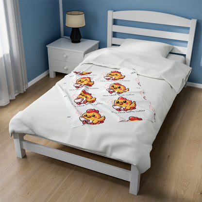 This Chick Needs Coffee Velveteen Plush Blanket